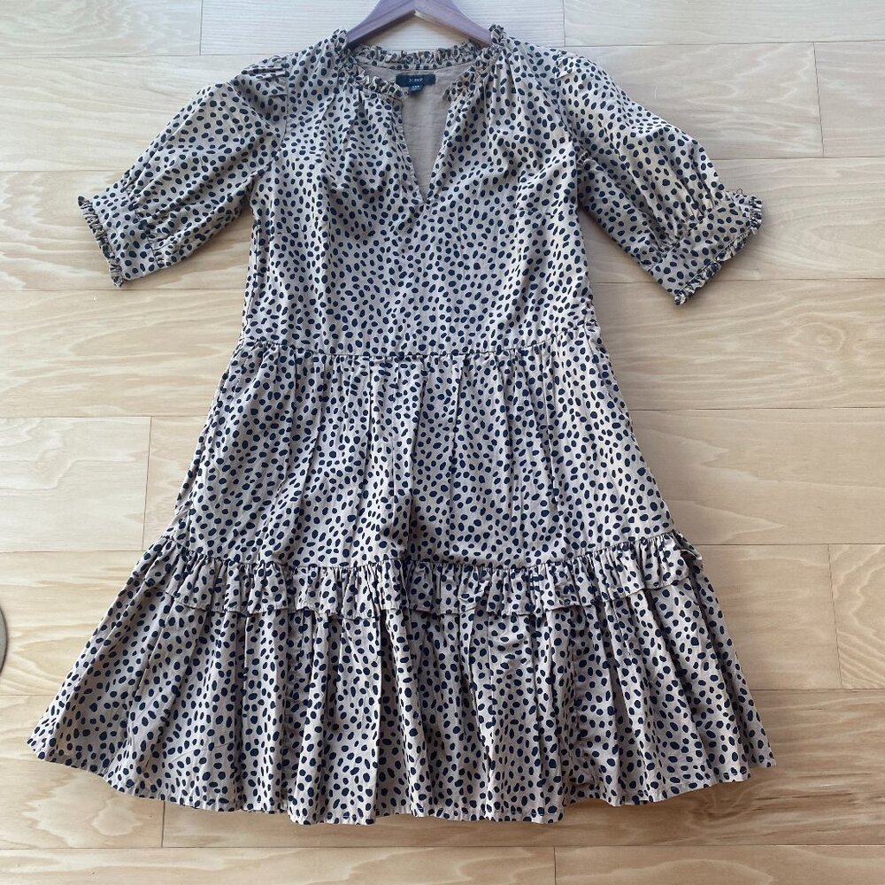 J.Crew Women Leopard Cotton Tiered Mini Dress